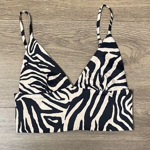 ZARA Zebra Print Strappy Crop Top